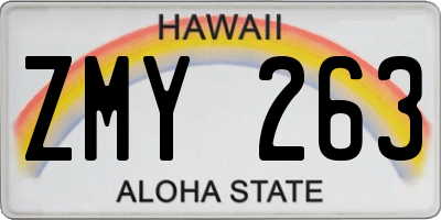 HI license plate ZMY263
