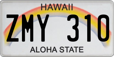 HI license plate ZMY310