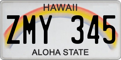 HI license plate ZMY345