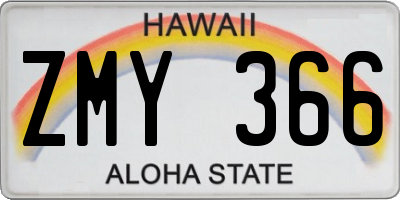 HI license plate ZMY366