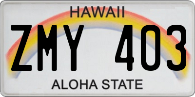 HI license plate ZMY403