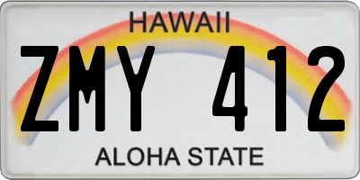 HI license plate ZMY412