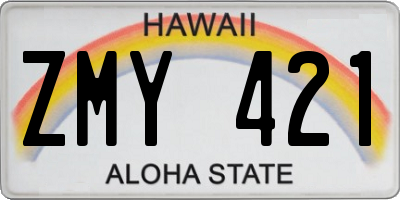 HI license plate ZMY421
