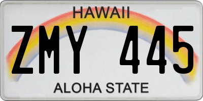 HI license plate ZMY445
