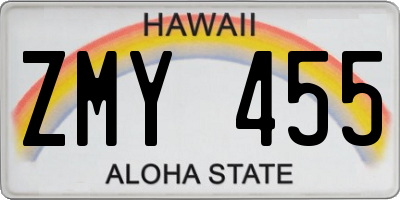 HI license plate ZMY455