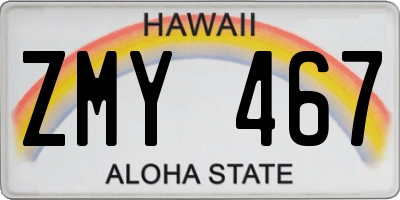 HI license plate ZMY467