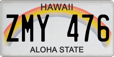 HI license plate ZMY476