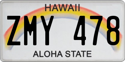 HI license plate ZMY478