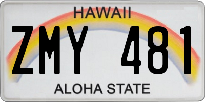 HI license plate ZMY481