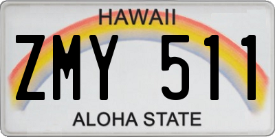 HI license plate ZMY511