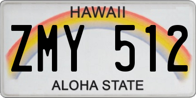HI license plate ZMY512