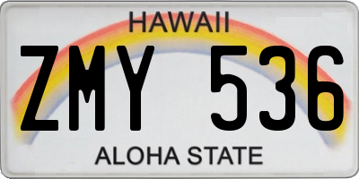 HI license plate ZMY536