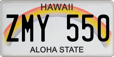 HI license plate ZMY550