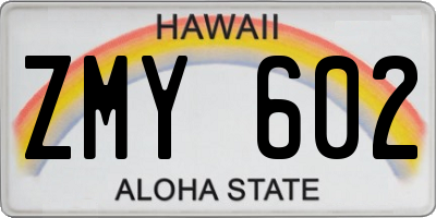 HI license plate ZMY602