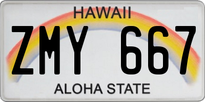 HI license plate ZMY667