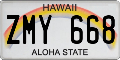 HI license plate ZMY668