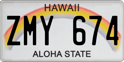 HI license plate ZMY674