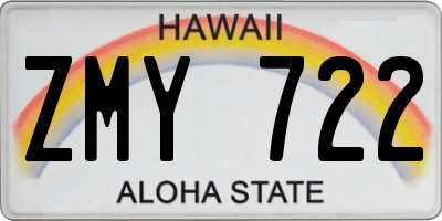 HI license plate ZMY722
