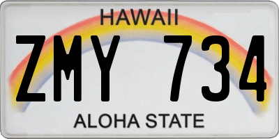 HI license plate ZMY734