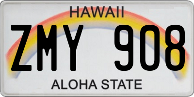 HI license plate ZMY908