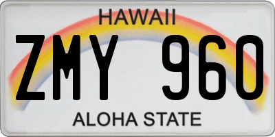 HI license plate ZMY960