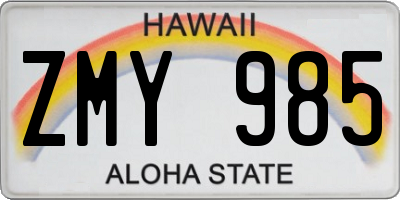 HI license plate ZMY985