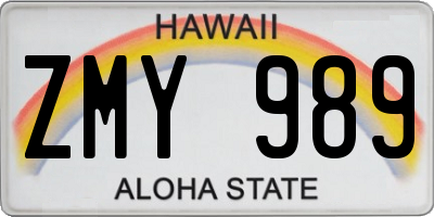 HI license plate ZMY989
