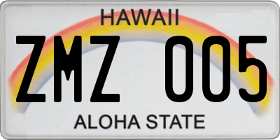 HI license plate ZMZ005