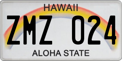 HI license plate ZMZ024