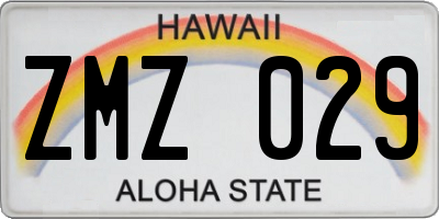 HI license plate ZMZ029