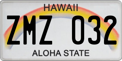 HI license plate ZMZ032