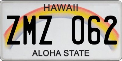 HI license plate ZMZ062