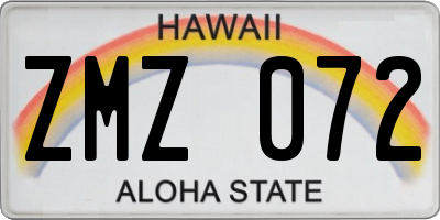 HI license plate ZMZ072