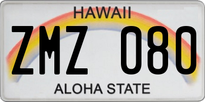 HI license plate ZMZ080