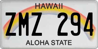 HI license plate ZMZ294
