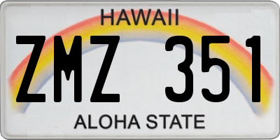 HI license plate ZMZ351