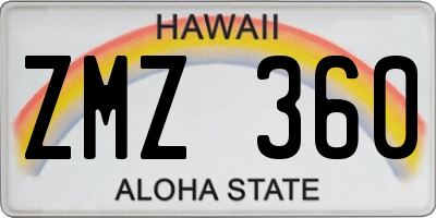 HI license plate ZMZ360
