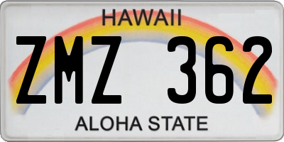 HI license plate ZMZ362