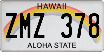 HI license plate ZMZ378
