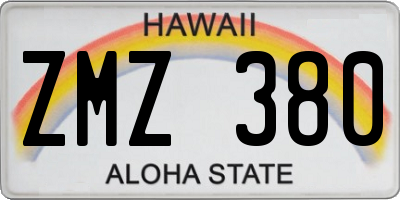 HI license plate ZMZ380