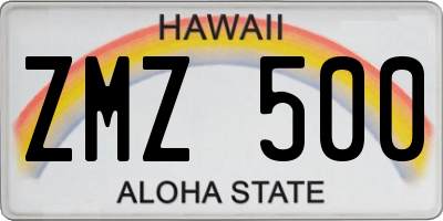 HI license plate ZMZ500