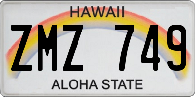 HI license plate ZMZ749