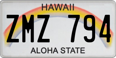 HI license plate ZMZ794