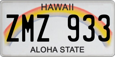 HI license plate ZMZ933