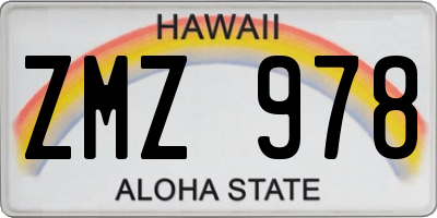 HI license plate ZMZ978