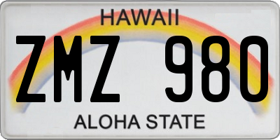 HI license plate ZMZ980