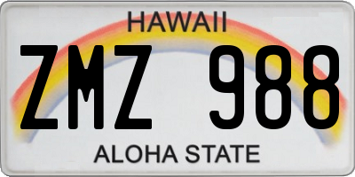 HI license plate ZMZ988
