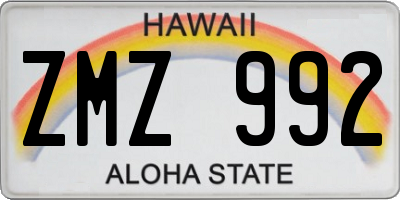 HI license plate ZMZ992