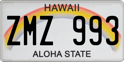 HI license plate ZMZ993