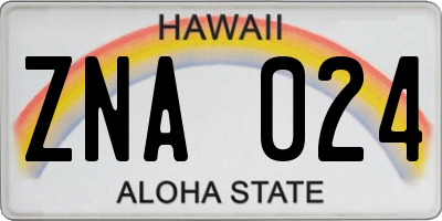 HI license plate ZNA024